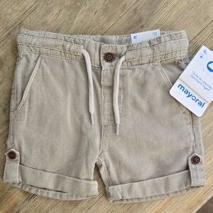 Mayoral Beige Kids Shorts with Button Accents